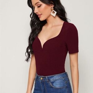 Shein - Elegant Burgundy Women's Top